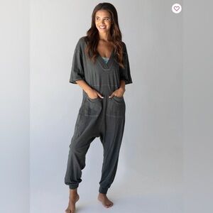 Natural Life V-Neck Charcoal Jumpsuit 🆕